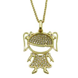 Pingente em Ouro 18K Zircônia Menina 5.9g 42.0mm - J15301065 - RDJ Joias