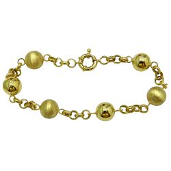 Pulseira de Ouro com 6 Bolas Foscas e Polidas de 9.0mm - J06101220 - RDJ Joias