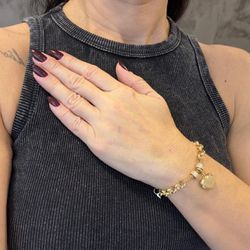 Pulseira em Ouro 18k Coração e Zircônias 11.0g 19.0cm - JP0290411-0 - RDJ Joias