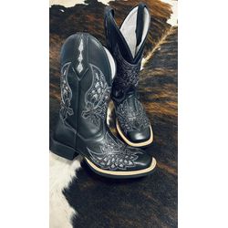 Texana Feminina Black - Couro Legítimo - 4554 - REALEZA COUNTRY