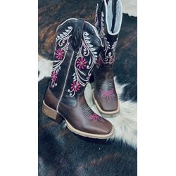 Texana Feminina Floral Pink - Couro Legítimo - 028 - REALEZA COUNTRY