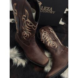 Texana Feminina Roper - Couro Legítimo - café - REALEZA COUNTRY