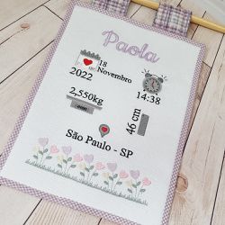 Panô bordado Dados do Bebê - PANOBB - Reart Baby