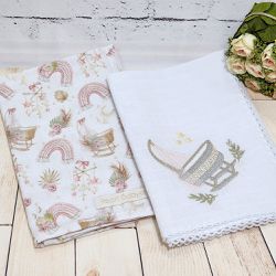 Babitas de fralda bordada e estampada 40x40 - Boho... - Reart Baby