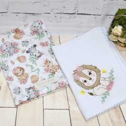 Babitas de fralda bordada e estampada 40x40 - Safa... - Reart Baby