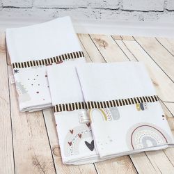 Kit fralda premium barrado (3 unidades) - Arco Iri... - Reart Baby