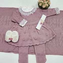 Saída de Maternidade Melina com body rendado - Uva... - Reart Baby