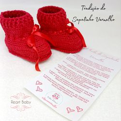 Sapatinho de Crochê Boa Sorte (RN) - Vermelho - CR... - Reart Baby