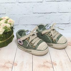Sapatinho de Crochê Tênis All Star cano médio (3-9... - Reart Baby