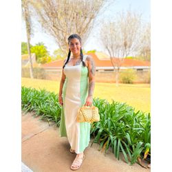 Vestido Dani verde e off - 2343 - Rebeca Azevedo