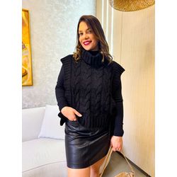 Colete Trança Tricot Preto - 3081 - Rebeca Azevedo