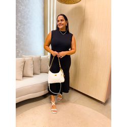 Vestido Mila Preto Canelado - 2895 - Rebeca Azevedo