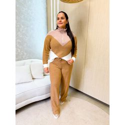 Conjunto Nicoly Tricot Marrom/Rose - 2908 - Rebeca Azevedo