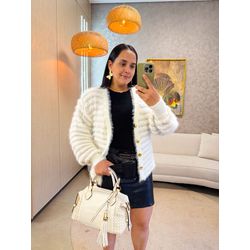 Casaco Apólo Pelinhos Tricot Branco - 3228 - Rebeca Azevedo