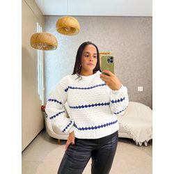 Tricot Liz Branco/Azul - 3118 - Rebeca Azevedo