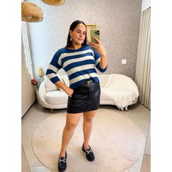 Tricot Básico Listrado Azul - 3130 - Rebeca Azevedo