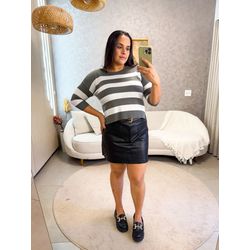 Tricot Básico Listrado Cinza - 3134 - Rebeca Azevedo