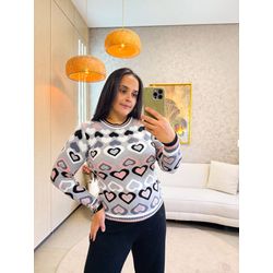 Tricot Coração Love Premium Cinza - 3195 - Rebeca Azevedo