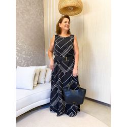 Vestido Veneza Preto Estampado - 2871 - Rebeca Azevedo