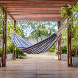 Rede de Dormir Casal Oceano Sereno Azul com Bege -... - REDESDEDORMIR.COM ©
