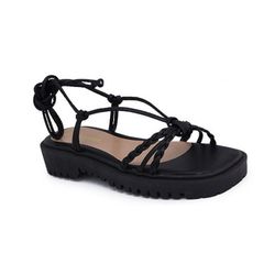 Sandalia Flatform de Amarração Preto Ref. 0996.099... - REGIMATTOS