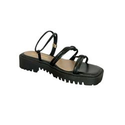 Sandalia Flatform Tiras Preto Ref. 0996.0999 - REGIMATTOS