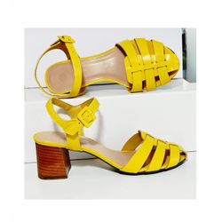 Sandalia Veneto Salto Bloco Amarelo Ref. 09471.099... - REGIMATTOS
