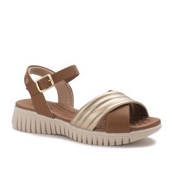 Sandalia Flatform Camel Ouro Ref. 0999.09931 - REGIMATTOS
