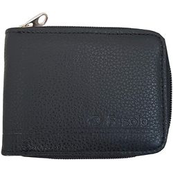 Carteira Masculina Ziper Fasolo Couro Preto Textur... - REGIMATTOS