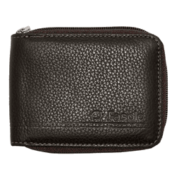 Carteira Masculina Ziper Fasolo Couro Café Textura... - REGIMATTOS