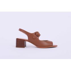 Sapato Couro Salto Bloco Caramelo Ref. 09422.09992 - REGIMATTOS