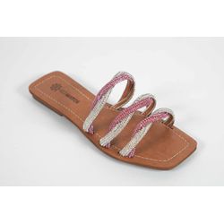 Rasteira Feminina Tres tiras Rosa Cristal Ref. 094... - REGIMATTOS
