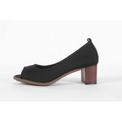 Salto Peep Toe Neoprene Preto Ref. 09971.09942 - REGIMATTOS