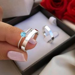 Par De Alianças Em Prata 950 + Anel Solitário - REINOAUI