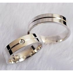 Par De Alianças Em Prata 950 + Anel Solitário - REINOAUI