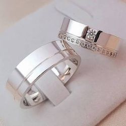 Par De Alianças Em Prata 950 + Anel Solitário - REINOAUI