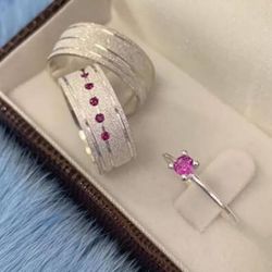 Par De Alianças Em Prata 950 + Anel Solitário - REINOAUI