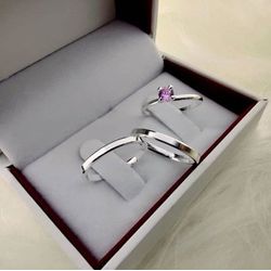 Par De Alianças Em Prata 950 + Anel Solitário - REINOAUI