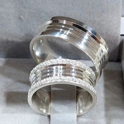 Par De Alianças Em Prata 950 + Anel Solitário - REINOAUI