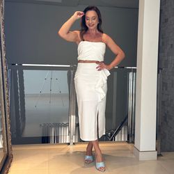 Conjunto saia e cropped Emma BRANCO - Renata Amici Store