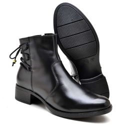 Bota Feminina Cano Baixo Couro Pixxie Preta - RETAOPOSTA