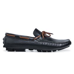 Mocassim Drive Masculino Couro Preto Corda 