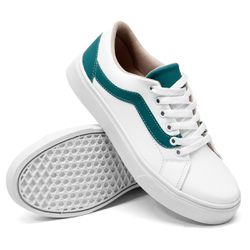 Tênis Casual Pietra Branco com verde agua DKShoes - Rilu Fashion