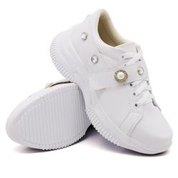 Tênis Casual Chuncky Pérola Branco Sola Tratorada DKShoes - Rilu Fashion