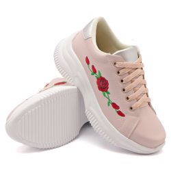 Tênis Casual Chuncky Flor Rosê Sola Tratorada DKShoes - Rilu Fashion