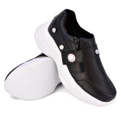 Tênis Casual Chuncky Zíper Pérola Preto Sola Tratorada DKShoes - Rilu Fashion