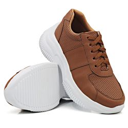 Tênis Casual Chuncky Perfurado Caramelo Sola Tratorada DKShoes - Rilu Fashion