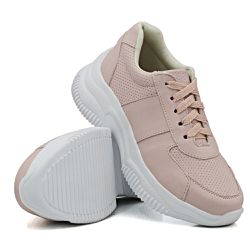 Tênis Casual Chuncky Perfurado Rosê Sola Tratorada DKShoes - Rilu Fashion