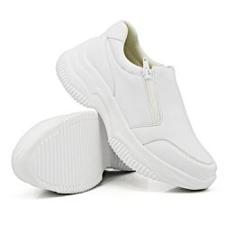 Tênis Casual Chuncky Zíper Branco Sola Tratorada DKShoes - Rilu Fashion