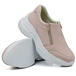 Tênis Casual Chuncky Zíper Rosê Sola Tratorada DKShoes - Rilu Fashion